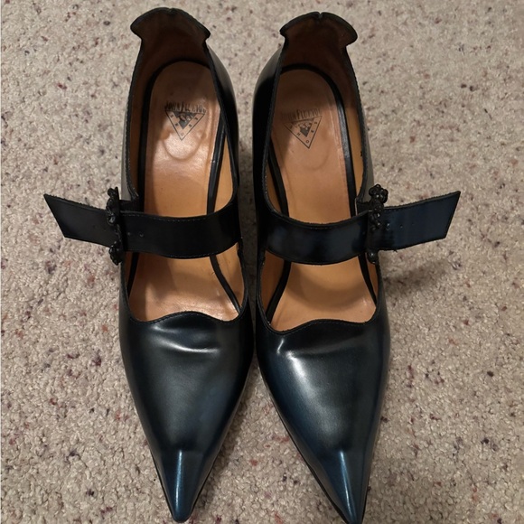 John fluevog blue black ODETTE POINTED TOE MARY JANE HEEL 8.5 - Picture 2 of 4